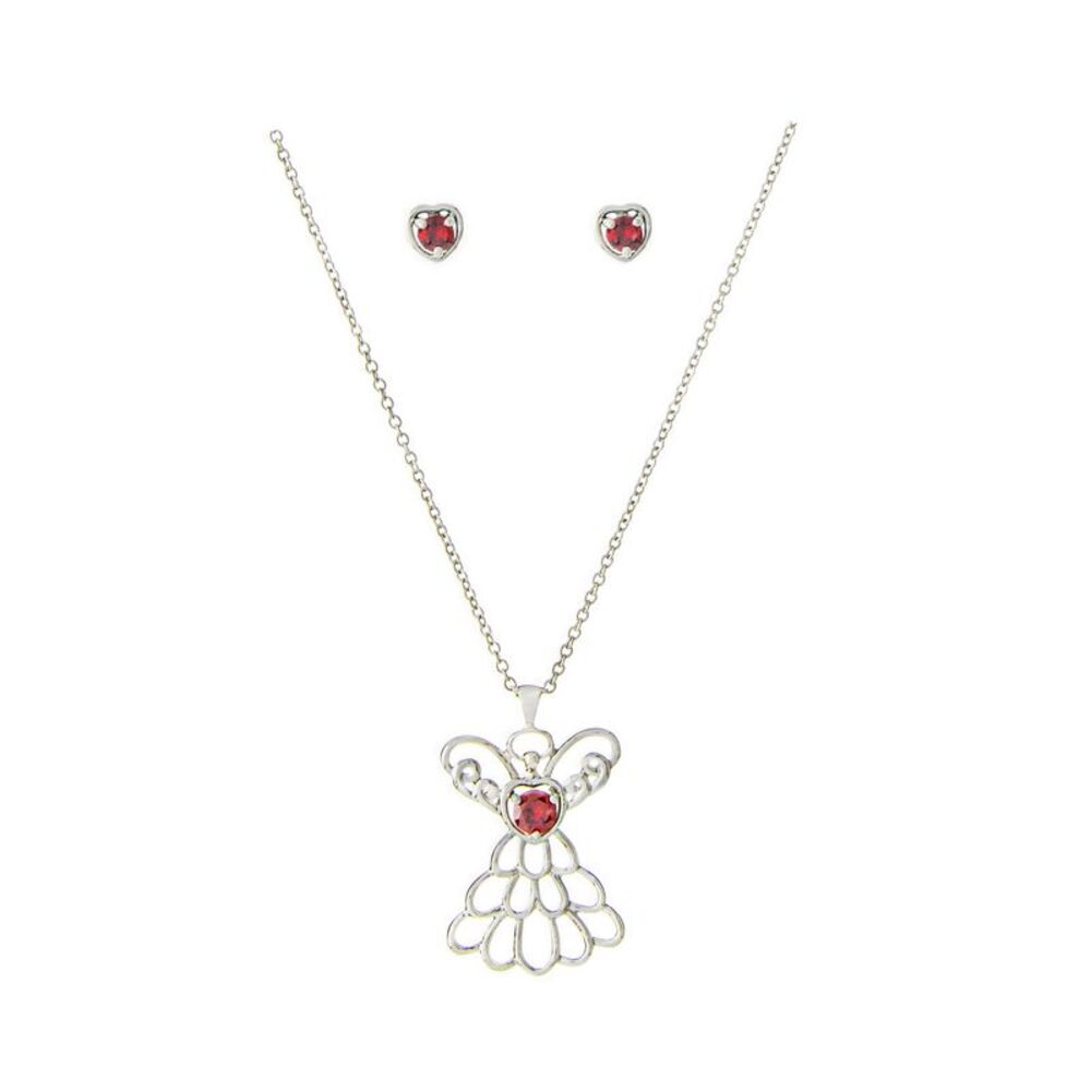 Sunflower Garden January Birthstone Angel Pendant and Earrings Set